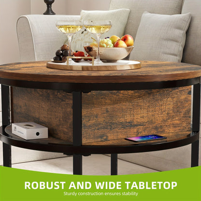 Table basse ronde en bois et metal