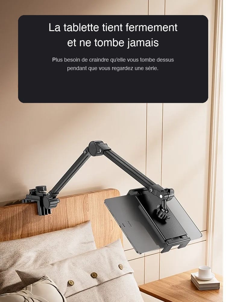 Tablette fixée tête de lit qui ne tombe jamais pour regarder une série