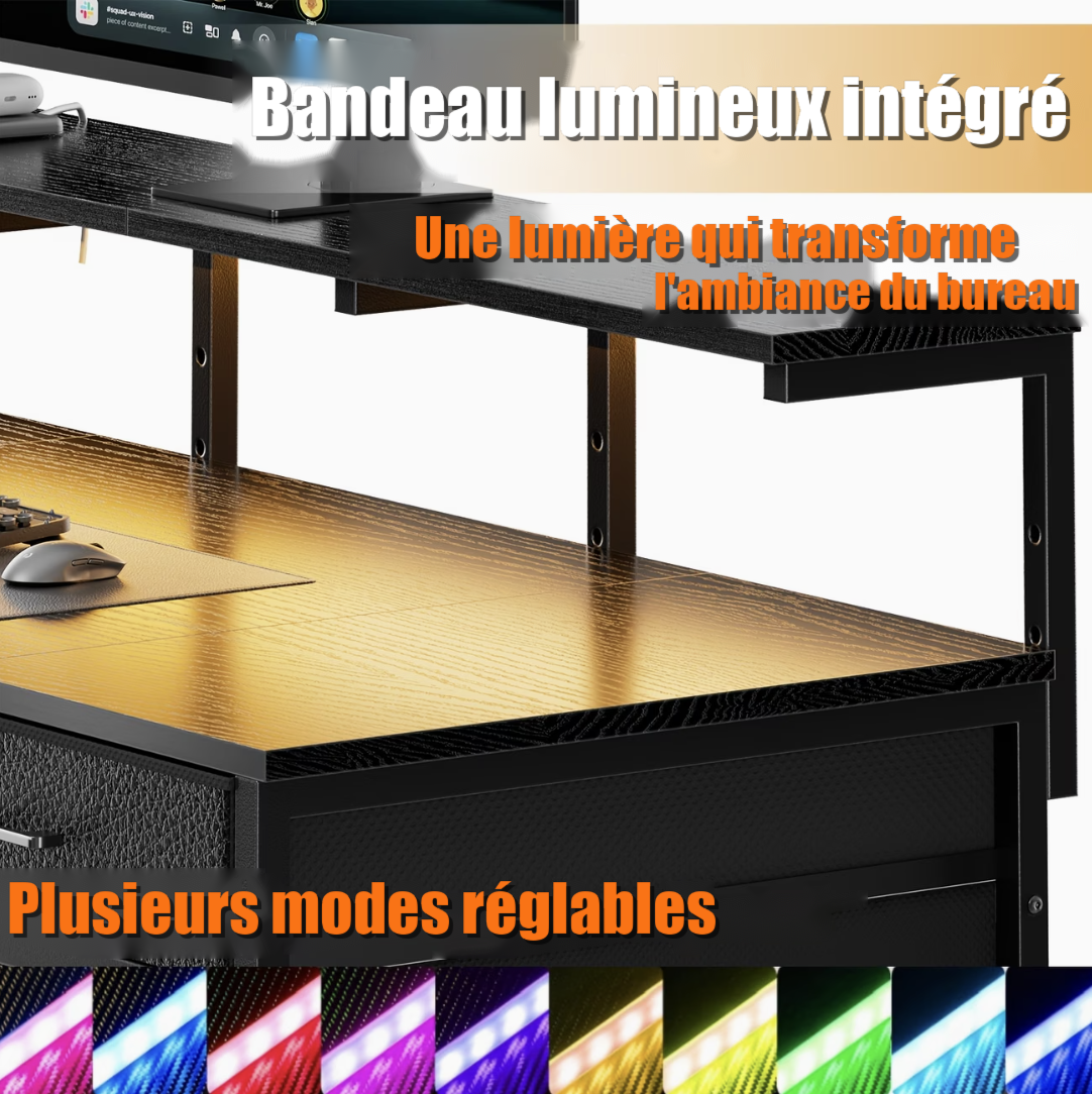 Bandeau lumineux LED intégré sous l'étagère, 60 000 couleurs pilotables