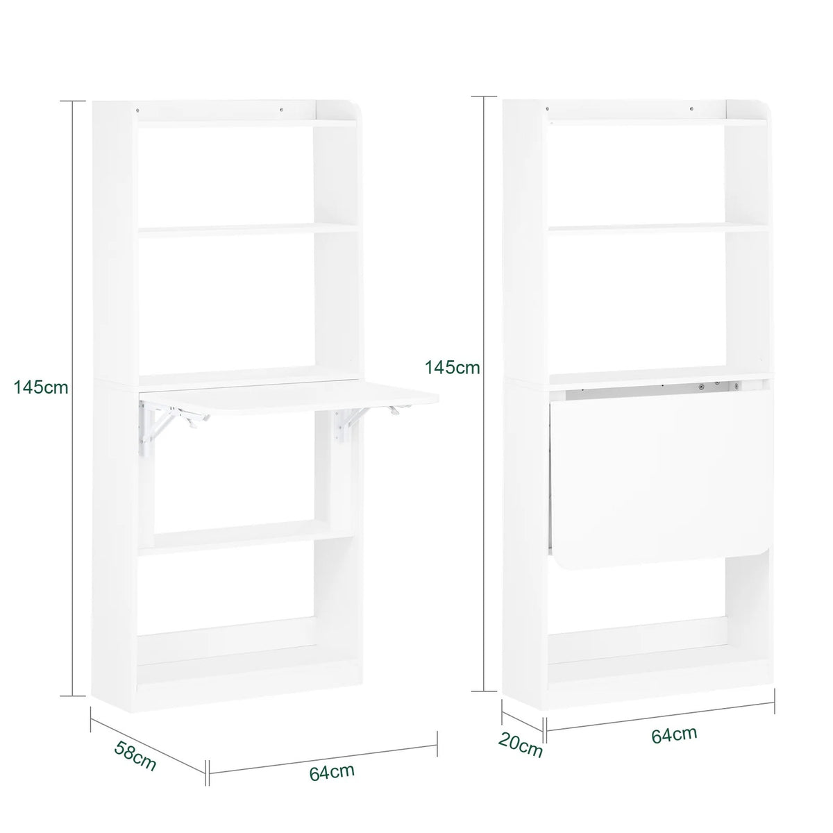 Dimensions du bureau escamotable, 64 cm de large, 145 cm de haut