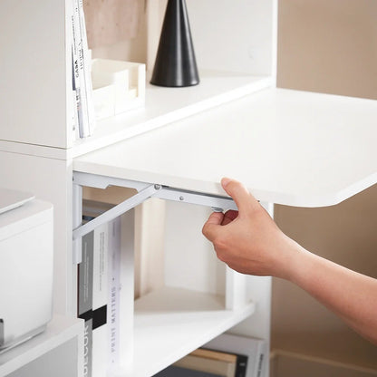 Ouverture du plateau du bureau escamotable blanc