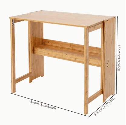 Schéma dimensions bureau pliable bambou 83 x 54 x 76 cm