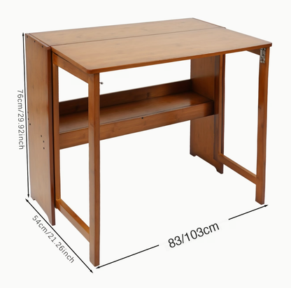 Bureau pliable en bois ébène déplié, Longueur 83 ou 103 cm, Profondeur 54 cm, Hauteur 76 cm