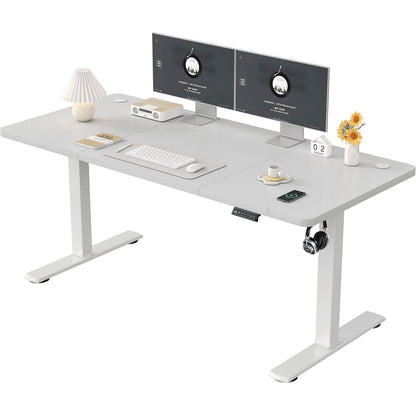 Bureau assis debout blanc 140 x 60 cm