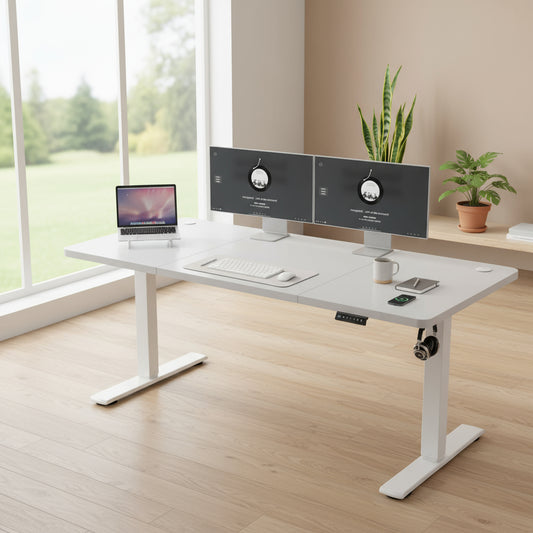 Bureau assis debout blanc 140 x 60 cm