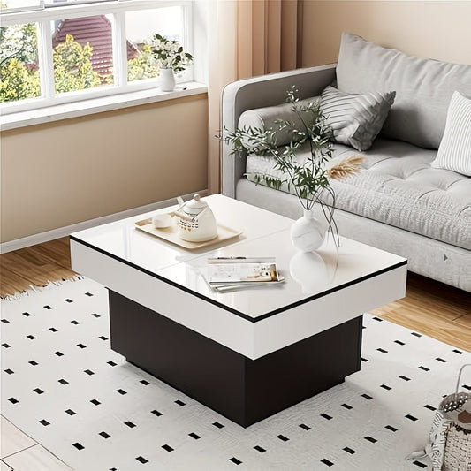 Table basse blanche avec rangement rectangulaire blanc laqué