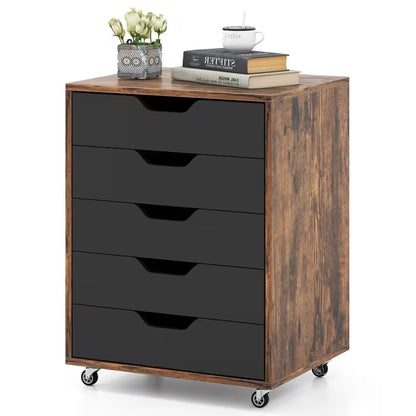Caisson bureau noir et bois