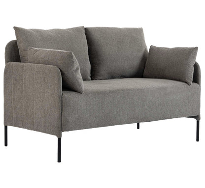 Canapé 2 places en tissu taupe avec coussins