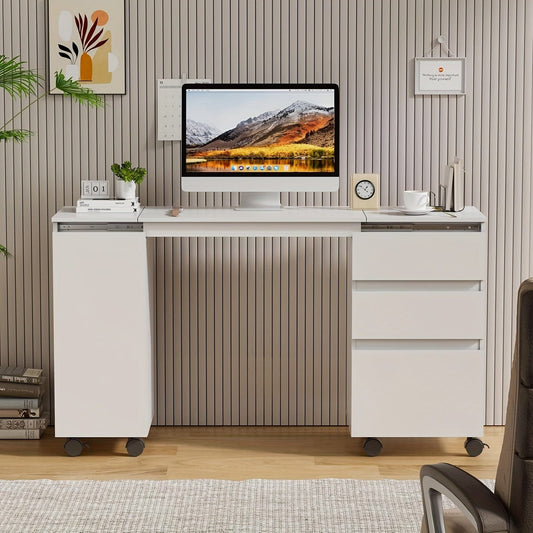 Bureau blanc avec rangement 120 X 36.5 X 73 Cm