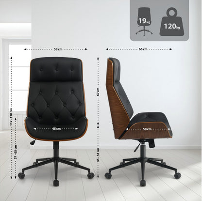 Dimensions de la chaise de bureau capitonnée