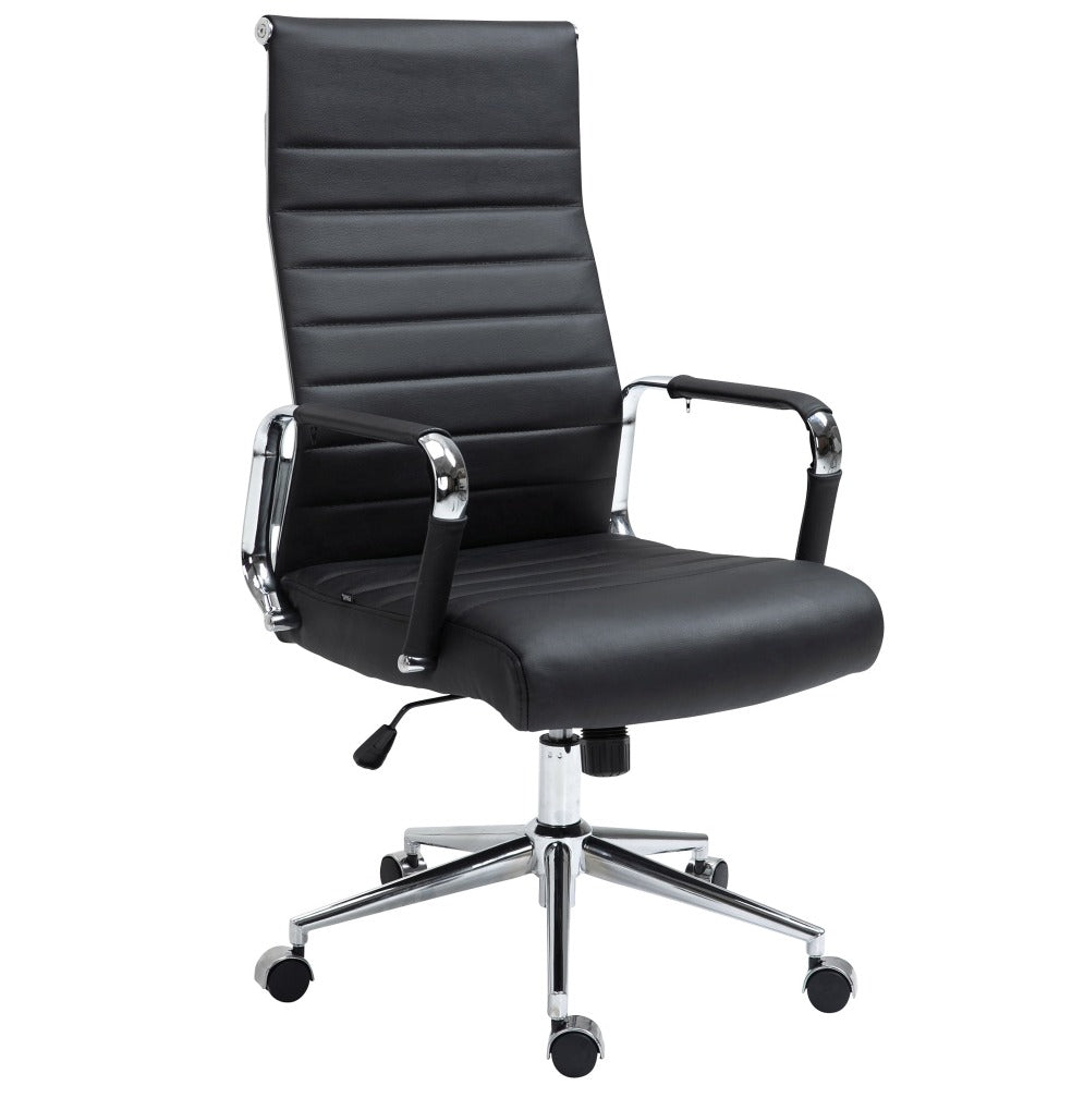 Chaise de bureau en cuir véritable à dossier haut