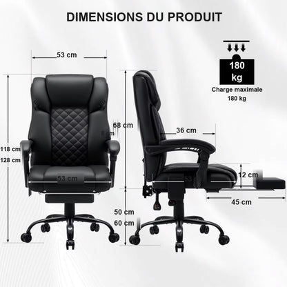 Dimensions de la chaise massante, 53 cm de large, assise de 50 à 60 cm