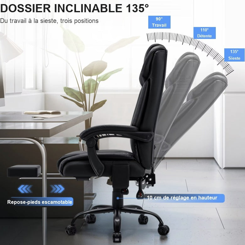 Un dossier qui bascule jusqu'à 135 degrés