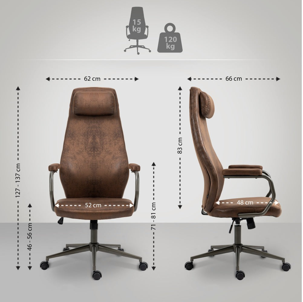 Dimensions de la chaise de bureau vintage