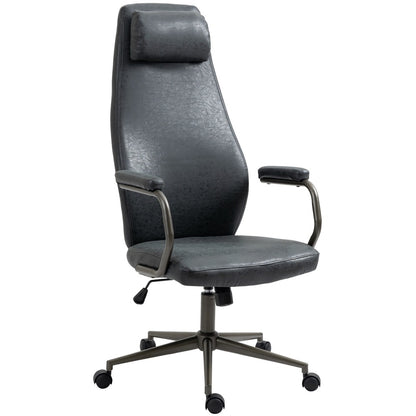 Chaise de bureau vintage noire en similicuir aspect cuir vieilli