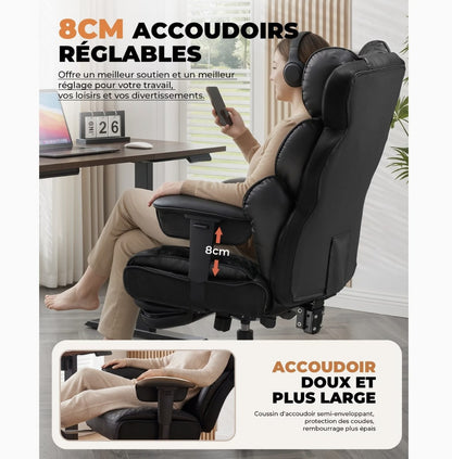 Accoudoirs rembourrés réglables sur 8 centimètres du fauteuil de bureau