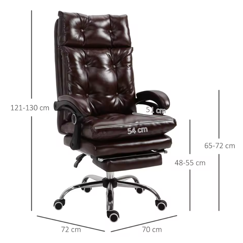 Dimensions de la chaise de bureau vintage avec repose-pieds escamotable