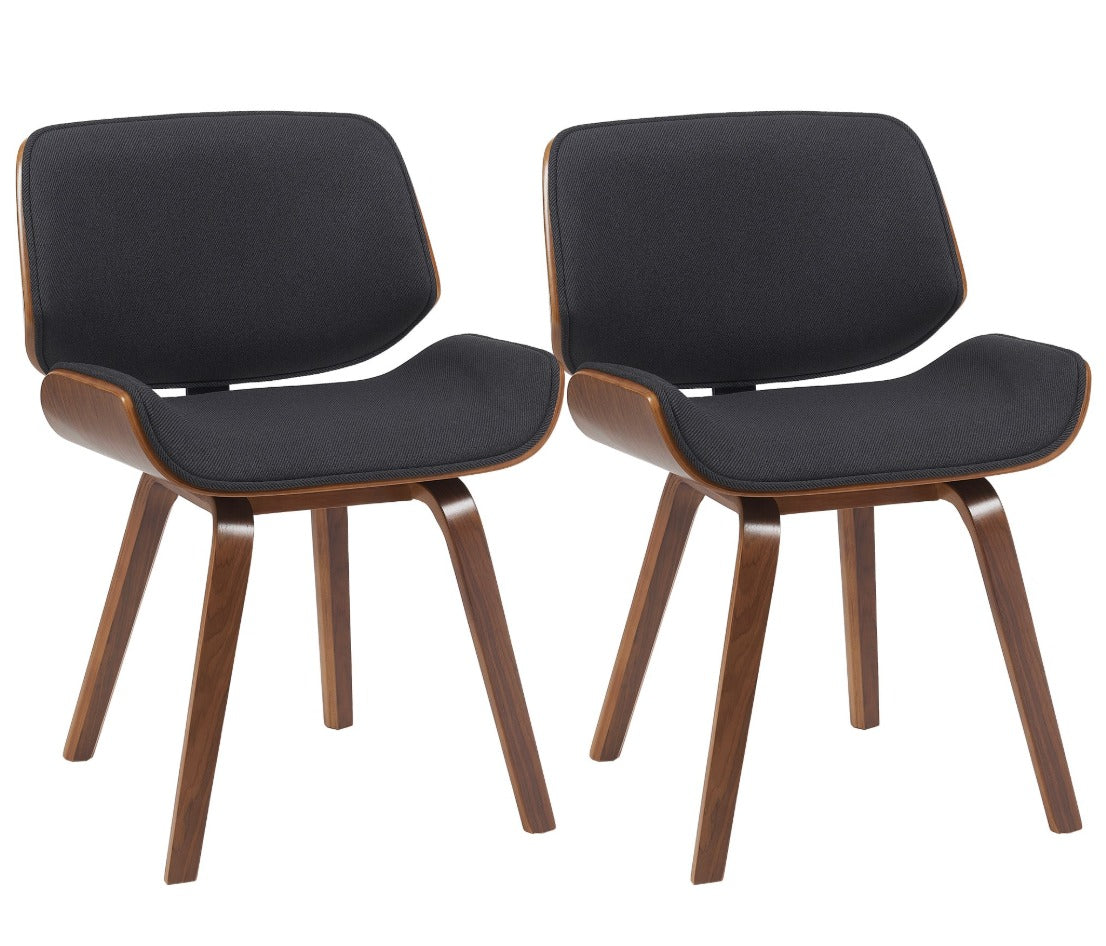Chaise design scandinave en bois courbé et tissu noir