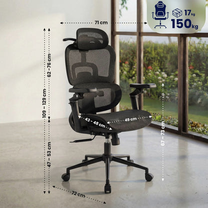 Cotes détaillées de la chaise ergonomique