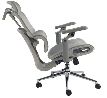 Chaise ergonomique grise vue de profil