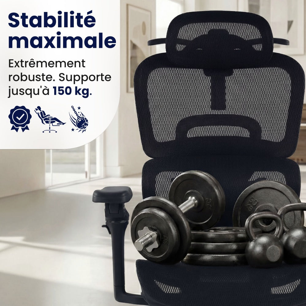 Base en acier chromé, stabilité jusqu à 150 kg