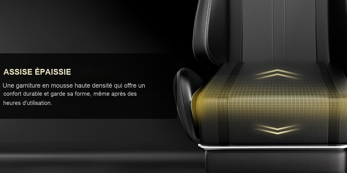 Assise épaissie en mousse haute densité de la chaise gamer