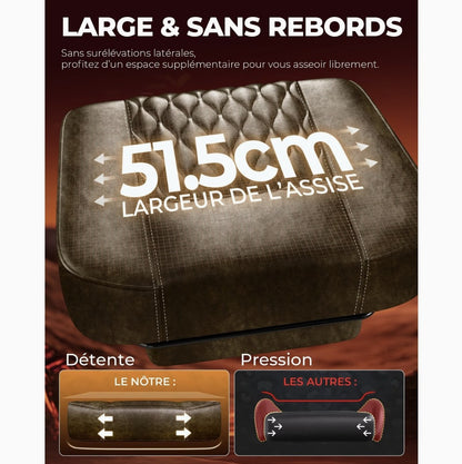 Assise large et plate sans rebords latéraux de la chaise gaming