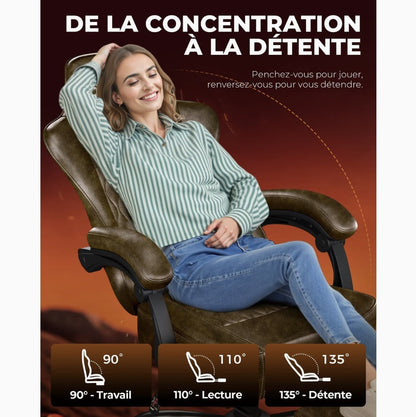 Dossier inclinable à 90, 110 ou 135 degrés