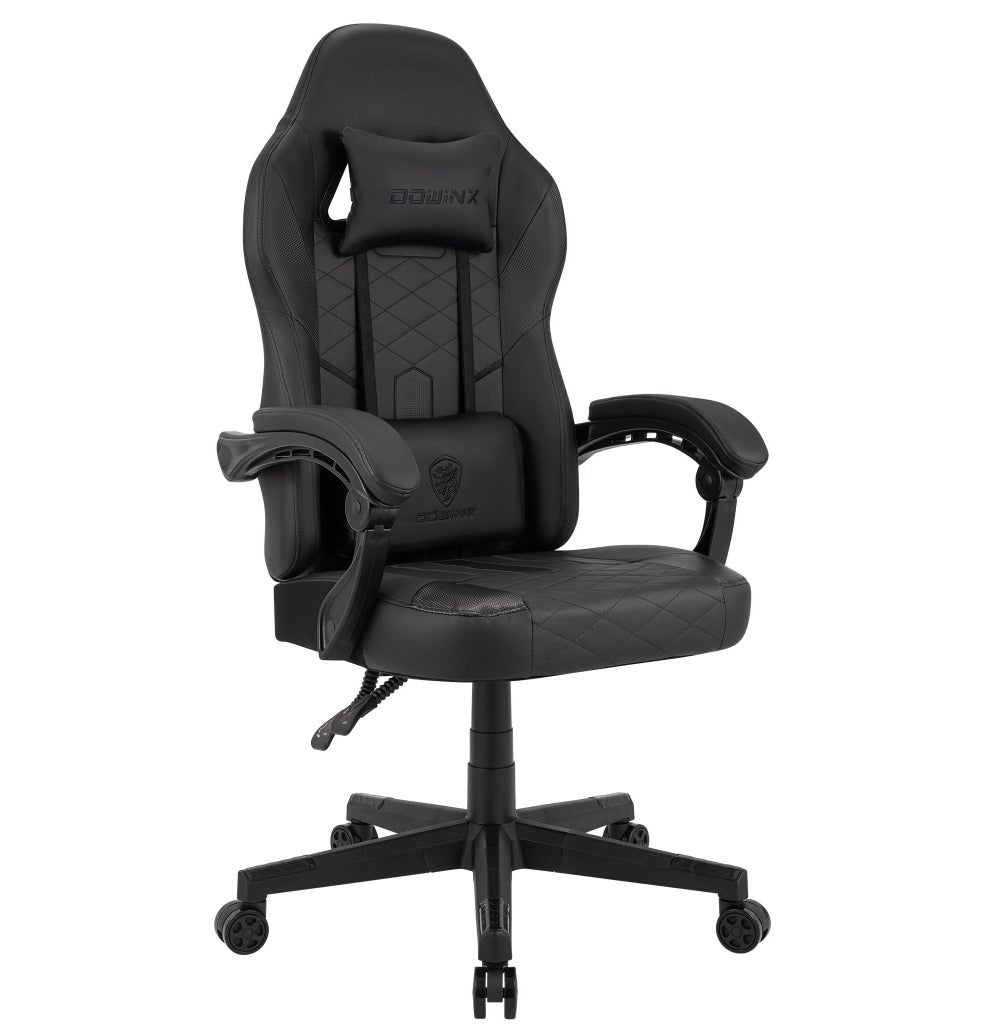 Chaise gaming noire avec fonction massage et dossier inclinable