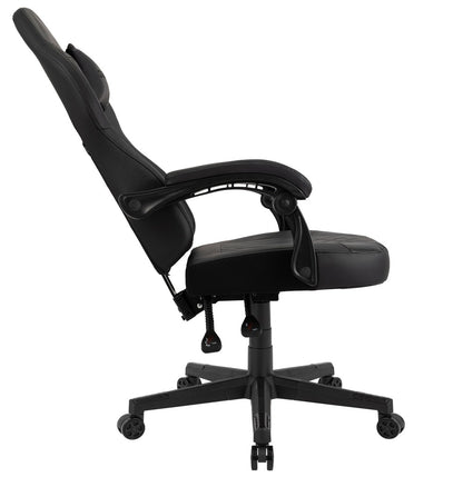Chaise gaming de profil, dossier incliné