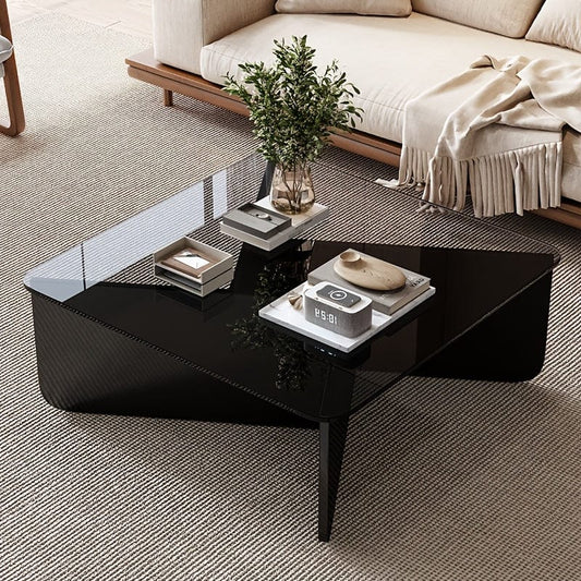 Table basse en verre trempé 80 cm x 80 cm