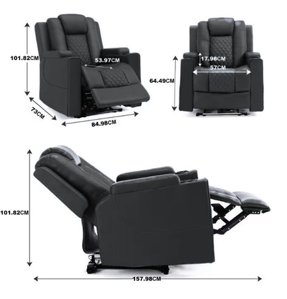 Dimensions du fauteuil relax électrique, 85 cm de large, 158 cm allongé