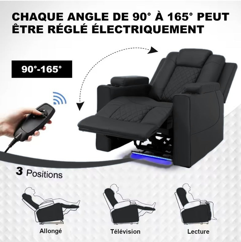 Inclinaison électrique de 90 à 165 degrés du fauteuil relax