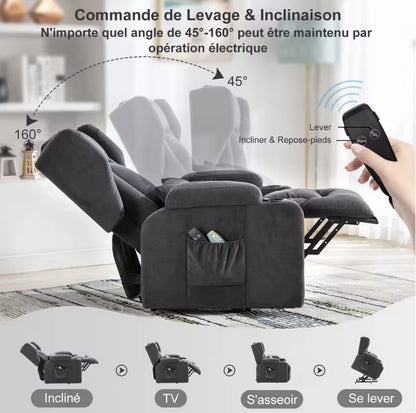 Inclinaison électrique de 45 à 160 degrés du fauteuil releveur