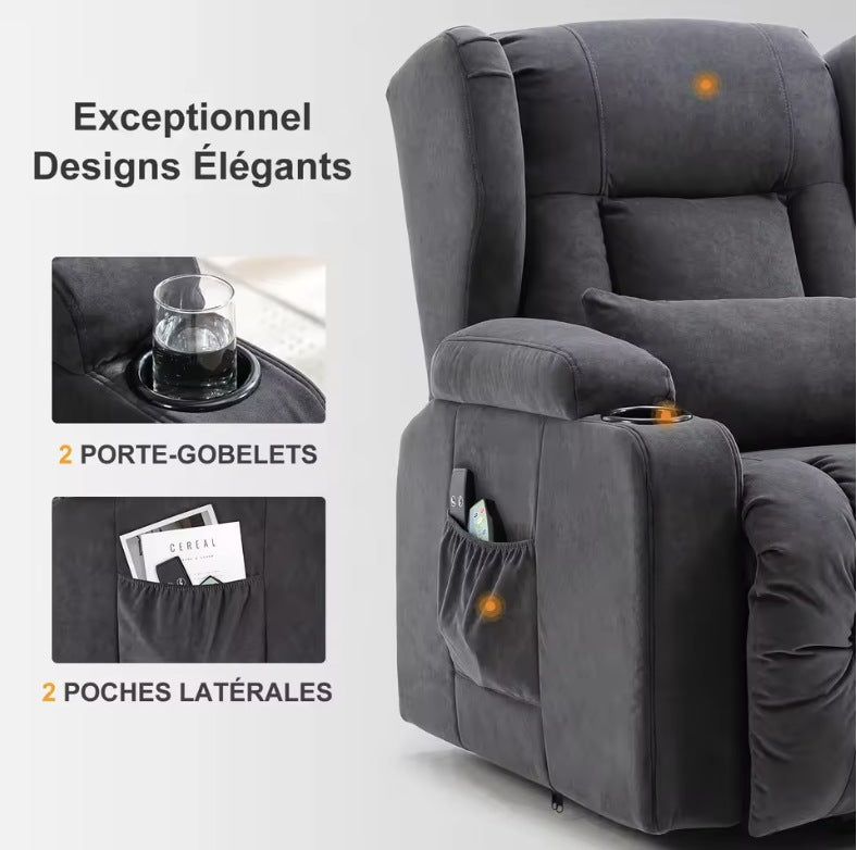 Deux porte-gobelets et deux poches latérales