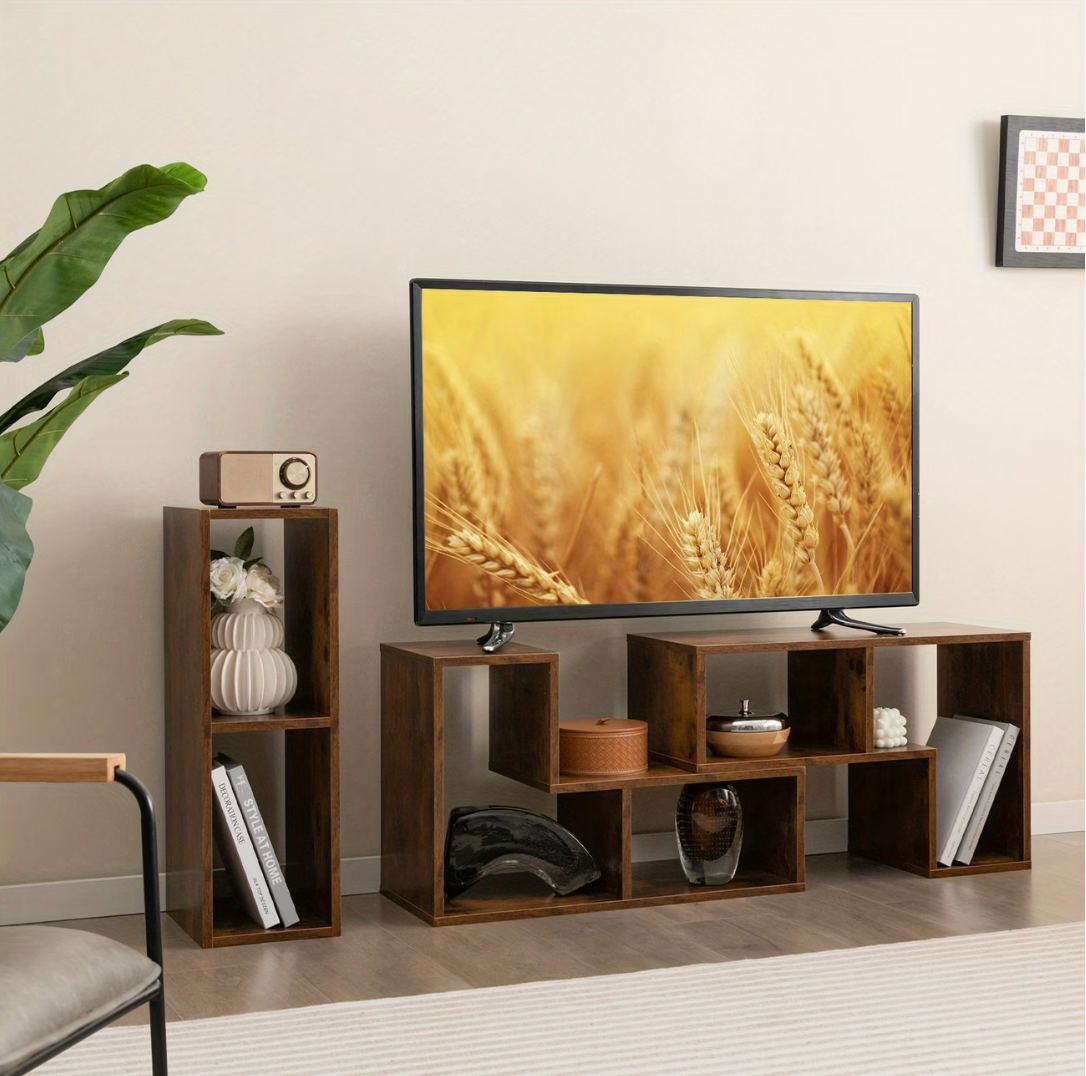 Meuble télé modulable bois ébène avec un module utilisé en colonne séparée