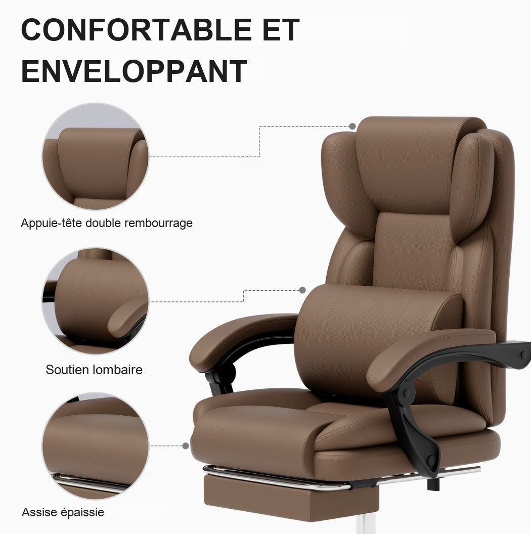 Appuie-tête double rembourrage, soutien lombaire et assise épaissie